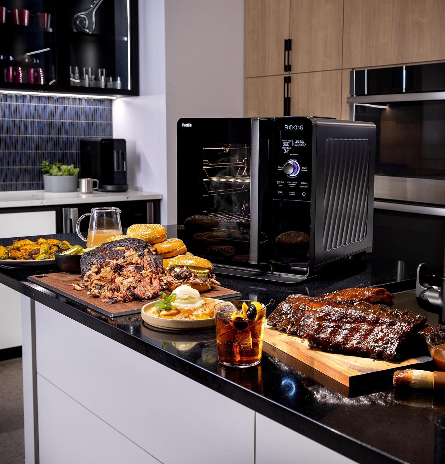 Smart Indoor Pellet Smoker, with Active Smoke Filtration, 5 Smoke Control Settings, WiFi Connected, Electric, Countertop BBQ Appliance, Black