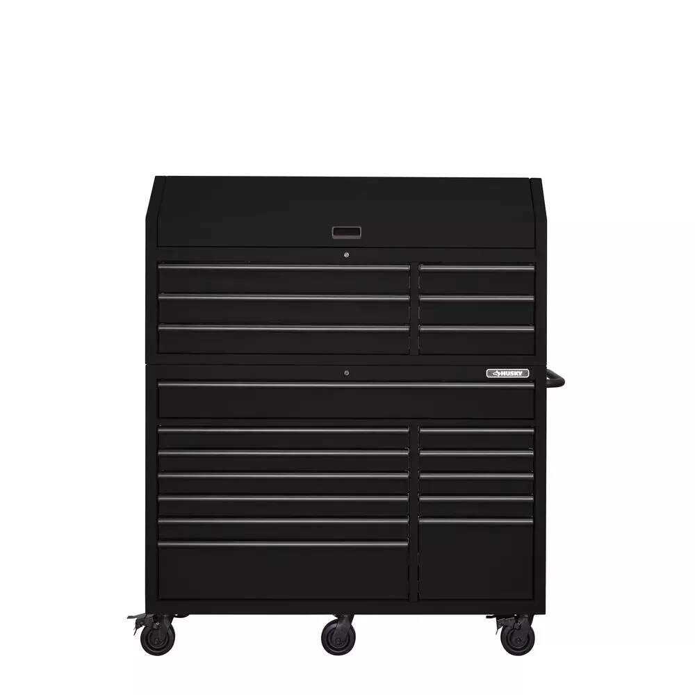 HEAVY-DUTY 56 IN. W 18-DRAWER COMBINATION TOOL CHEST AND CABINET SET, MATTE BLACK
