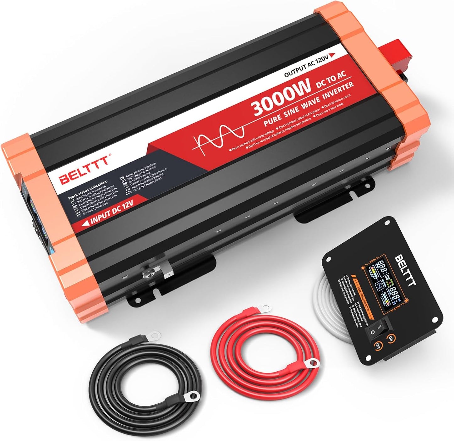 2000W Pure Sine Wave Inverter, Car Power Inverter 12V to 120V AC Converter for RV, Truck, Solar, Outdoor with Dual AC and 20A Socket, 5V 2.1A USB, Surge 4000W, Hardwire Port, Remote Controller