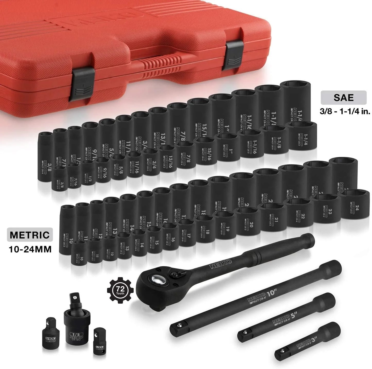 1/2" Drive Master Impact Socket Set, 65 Piece