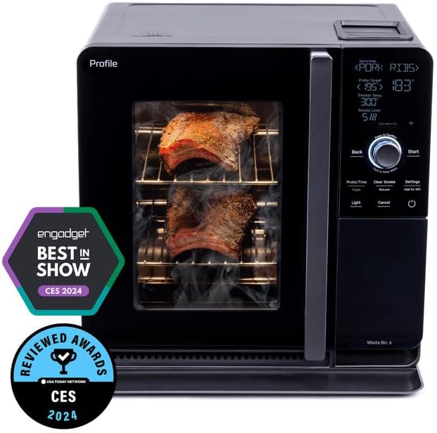 Smart Indoor Pellet Smoker, with Active Smoke Filtration, 5 Smoke Control Settings, WiFi Connected, Electric, Countertop BBQ Appliance, Black