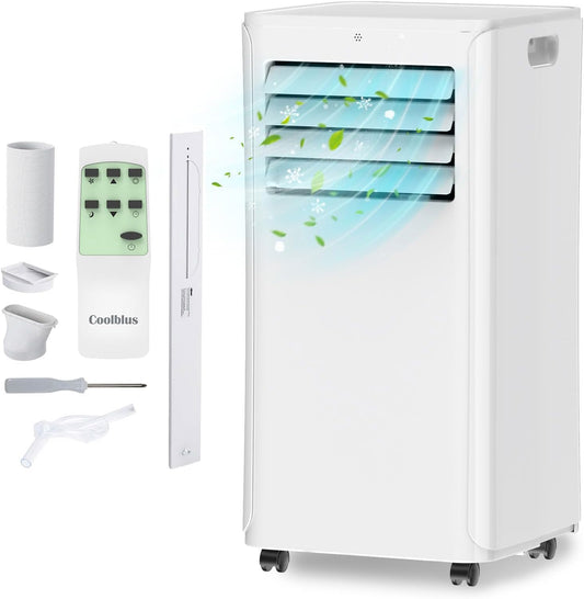 8500 BTU Portable Air Conditioners Cool Up to 360 Sq.Ft,3 IN 1 portable ac unit with Remote Control/LED Display/24Hrs Timer/Window Installation Kit & Screwdriver,White