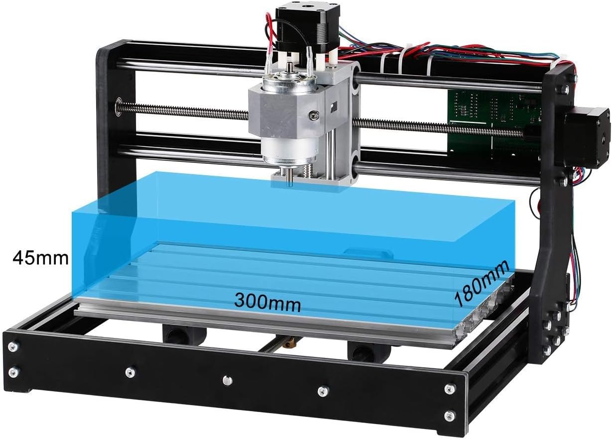 Router Kit GRBL Control 3 Axis Plastic Acrylic PCB PVC Wood Carving Milling Engraving Machine with Offline Controller, XYZ Working Area 300 x 180 x 45mm