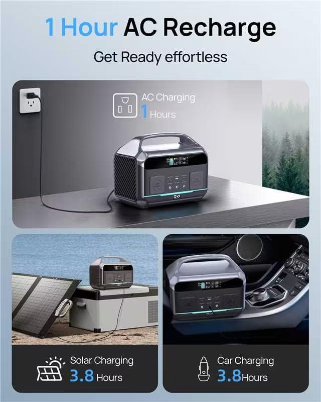 Portable Power Station 56000mAh, 179.2Wh LiFePO4 Battery Backup w/ 2 300W (Peak 600W) AC Outlets, 1.5hrs Fast Charging, Power Bank for Hurricane Emergency/Outdoor Camping/RVs/Home Use