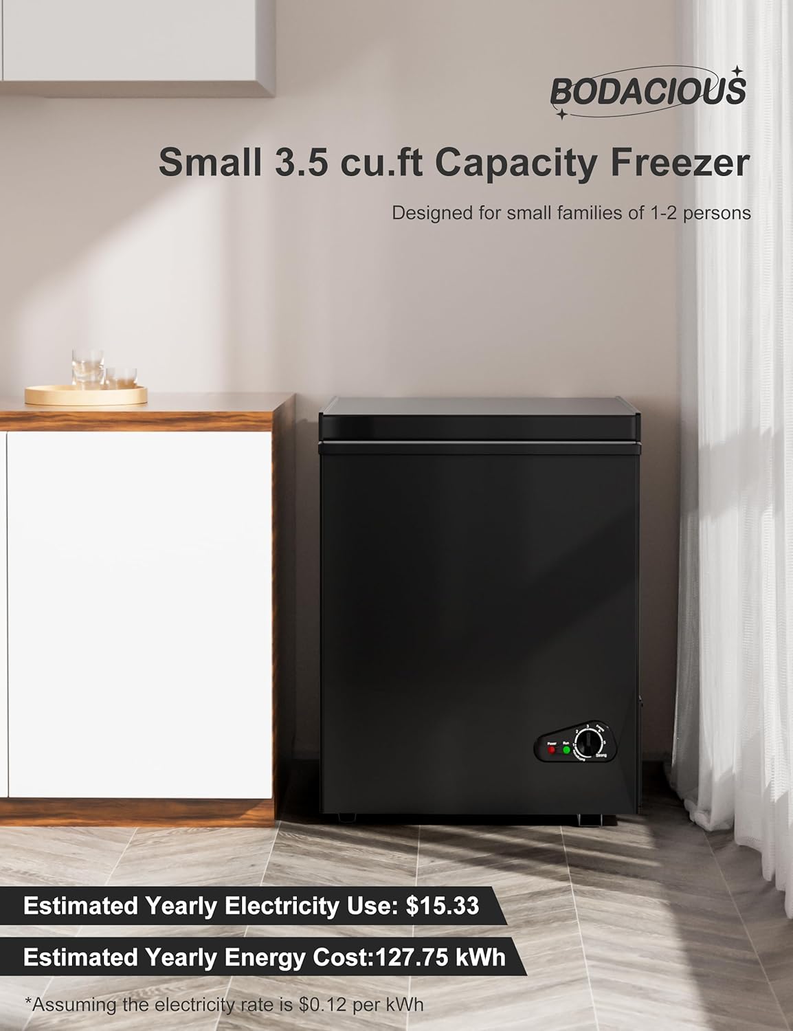 7.0 Cu Ft Chest Freezer - Energy Efficient & Quiet Mini Freezer with Adjustable Thermostat - Compact Deep Freezer for Home, Apartment, and Garage - Removable Basket & Defrost Drain