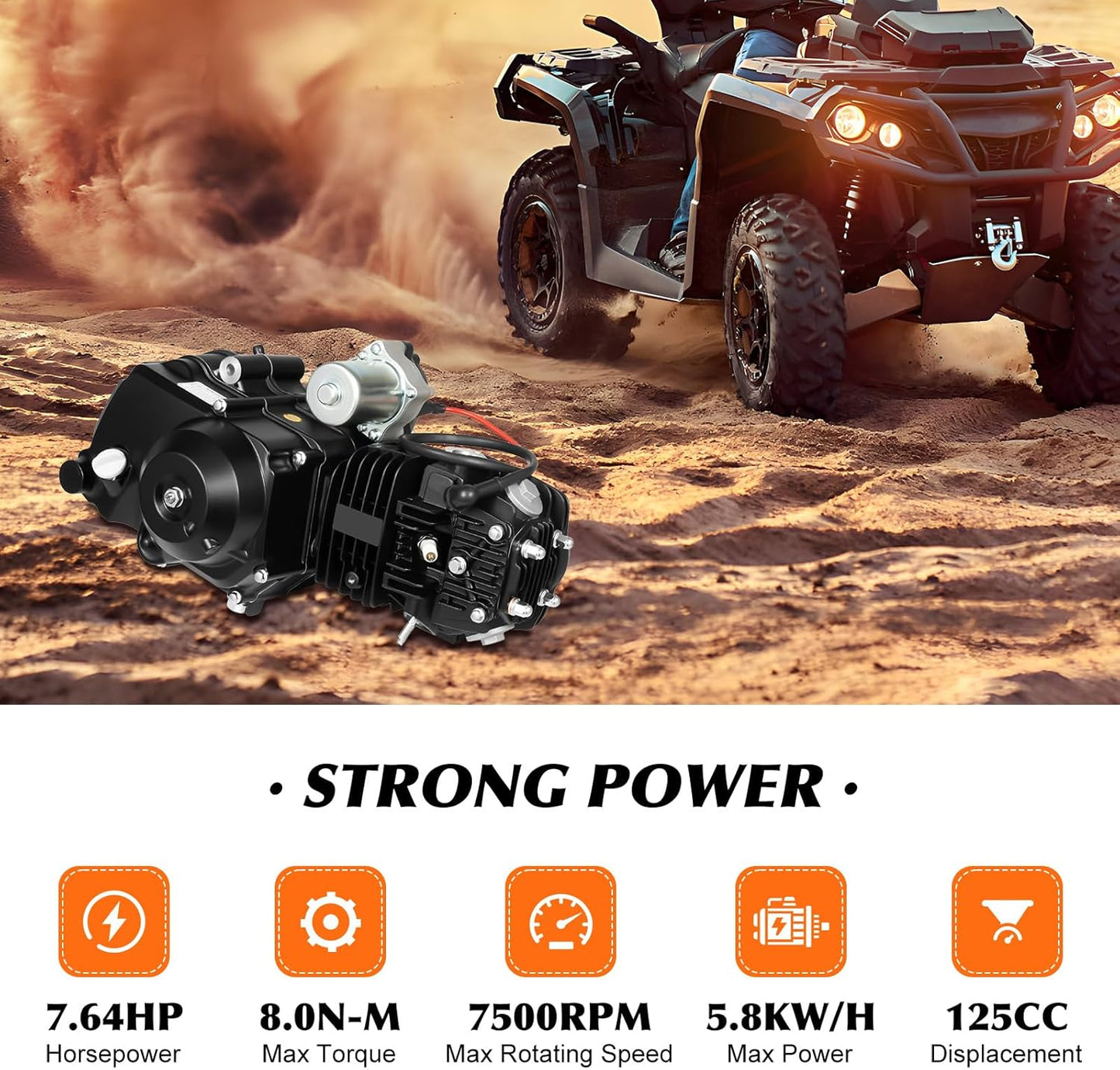 150CC 4 Stroke Engine Motor, Gy6 Single Cylinder Complete Engine Kit for 110cc-150cc Atvs and Go Karts and 11" Long Box Engine Size Scooters High-Flow Oil Pump CVT Carburetor Top Mount