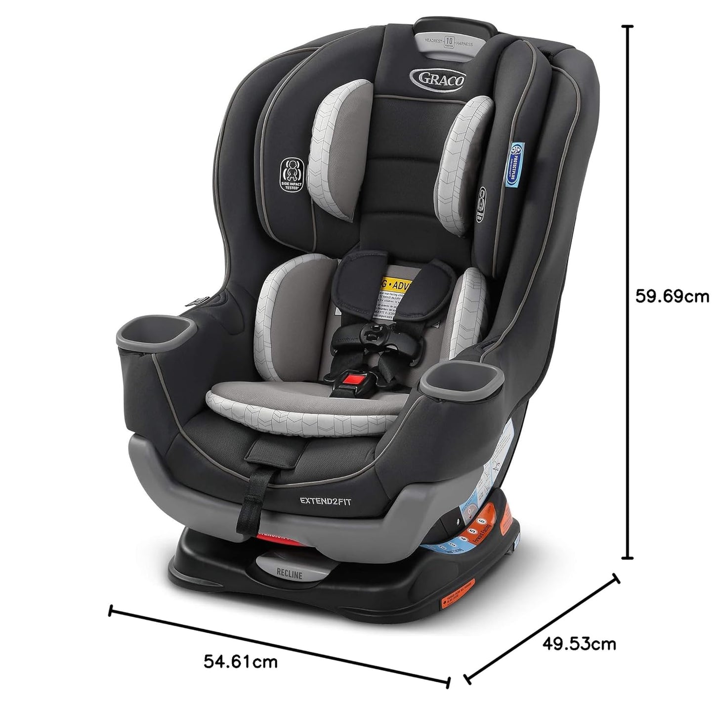 Extend2Fit Convertible Baby Car Seat, Rear and Forward Facing, Adjustable Extension Panel for Extra Legroom, Gotham