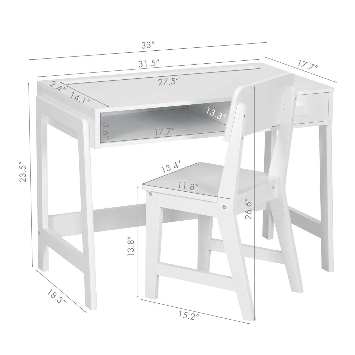 Kids Desk and Chair Set for Kids with Drawers