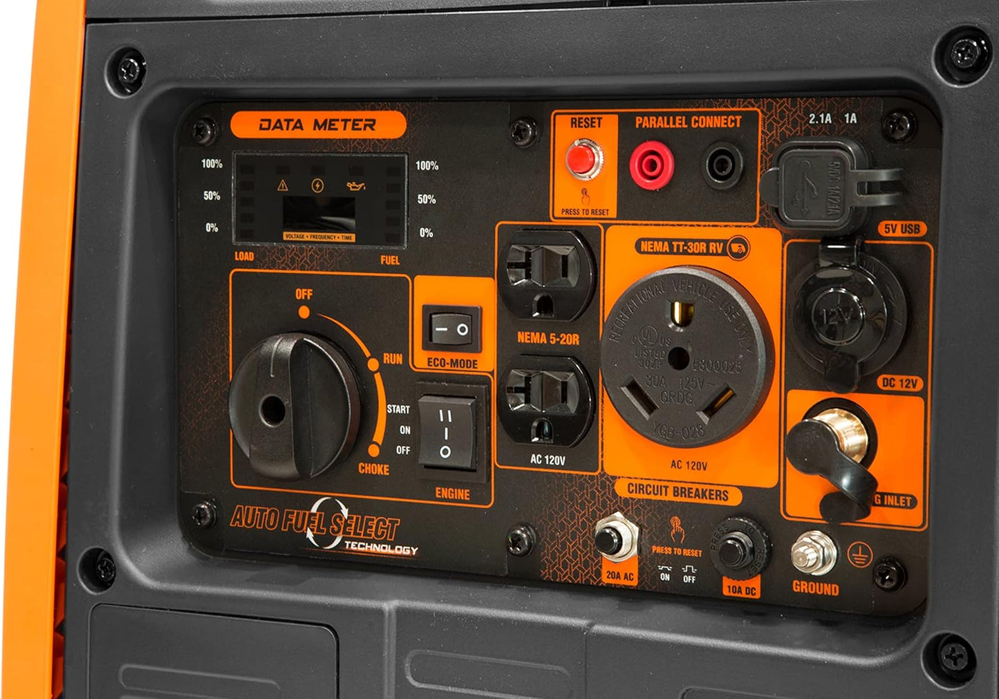 Quiet 6800-Watt Dual Fuel RV-Ready Electric Start Portable Inverter Generator with Fuel Shut Off and CO Watchdog for Electric Vehicle Backup (DF680iX)