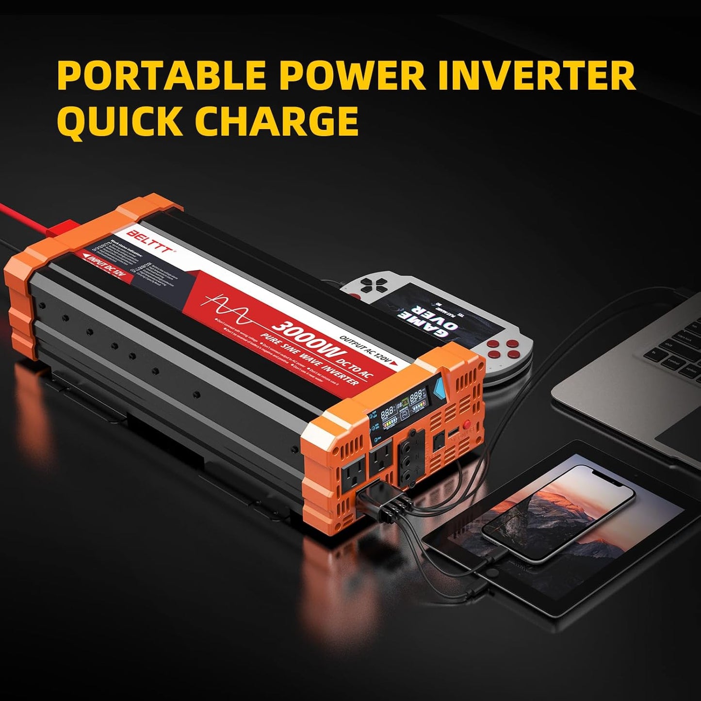2000W Pure Sine Wave Inverter, Car Power Inverter 12V to 120V AC Converter for RV, Truck, Solar, Outdoor with Dual AC and 20A Socket, 5V 2.1A USB, Surge 4000W, Hardwire Port, Remote Controller