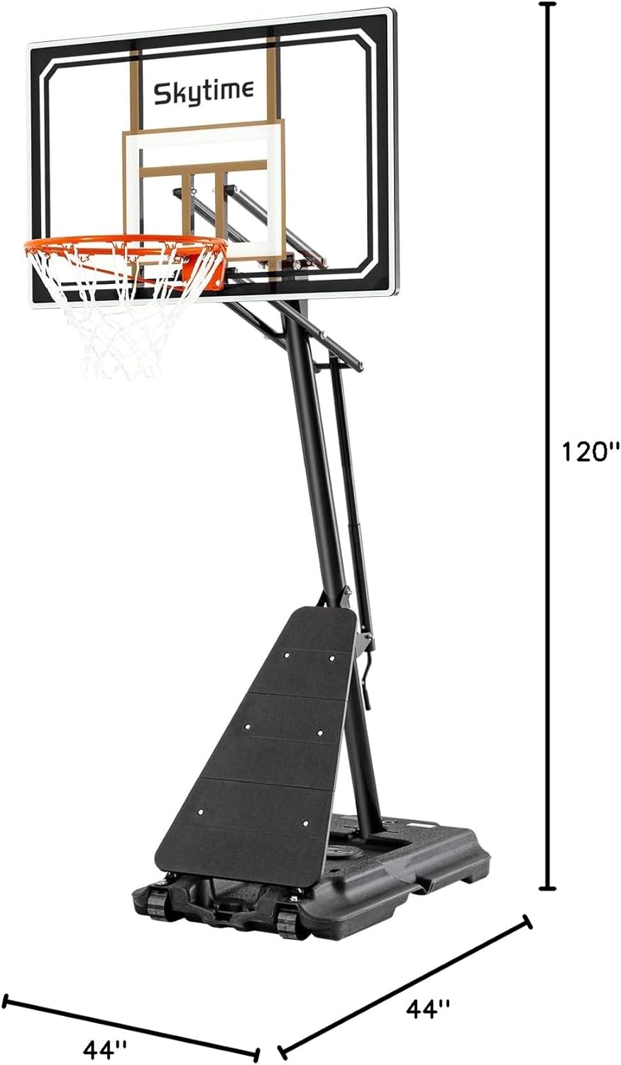 Basketball Hoop 48 Inch Backboard Portable Basketball Hoop Outdoor,5.3-10ft Stepless Regulation Crank Adjust Basketball Goal System