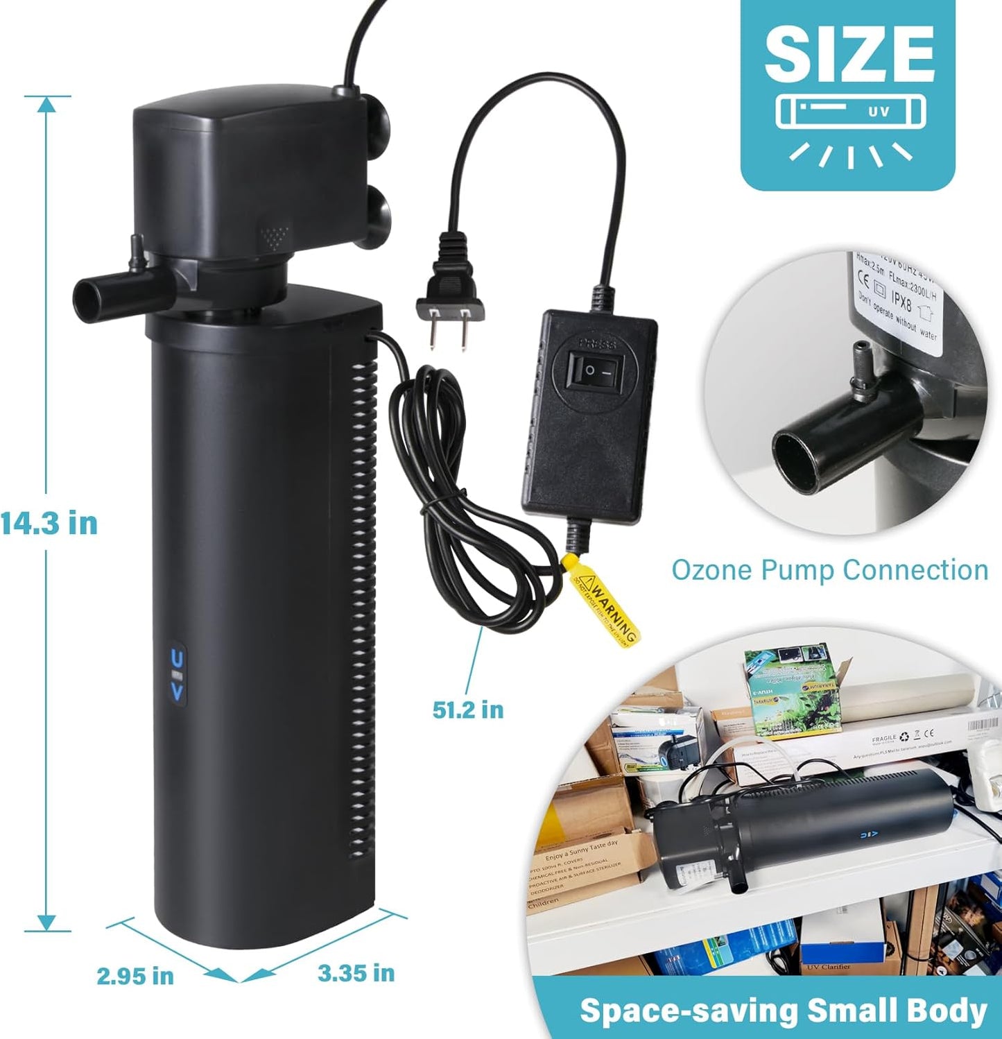 600GPH Cold Plunge Filter Small Pool Filter for Up to 1000 Gal Ice Bath Hot Tub Cloudy Water Cleaner with Green Clean Machine fof Cold Pod
