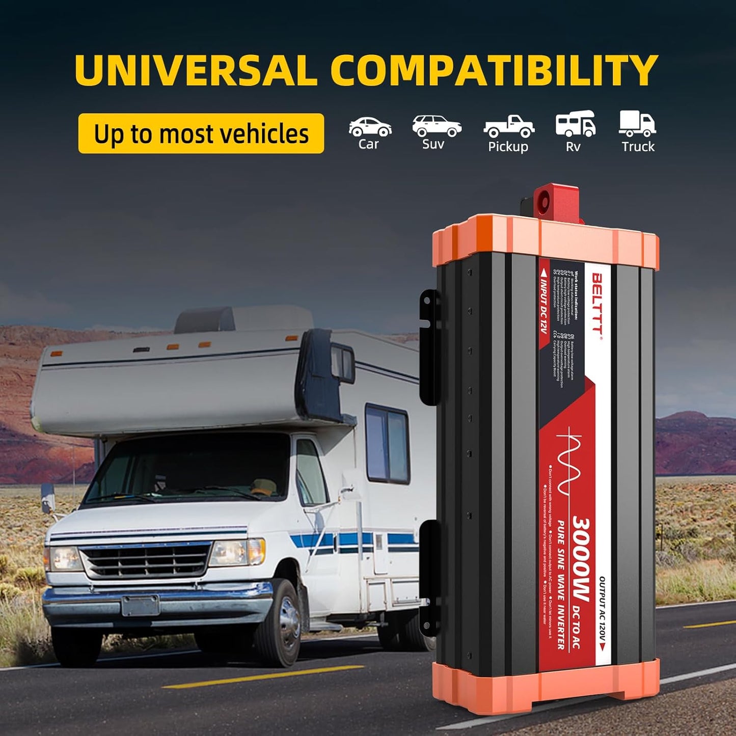 2000W Pure Sine Wave Inverter, Car Power Inverter 12V to 120V AC Converter for RV, Truck, Solar, Outdoor with Dual AC and 20A Socket, 5V 2.1A USB, Surge 4000W, Hardwire Port, Remote Controller