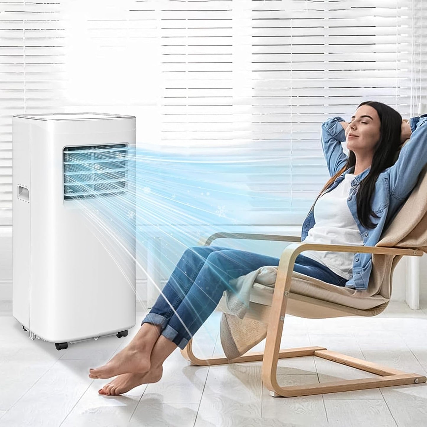 8500 BTU Portable Air Conditioners Cool Up to 360 Sq.Ft,3 IN 1 portable ac unit with Remote Control/LED Display/24Hrs Timer/Window Installation Kit & Screwdriver,White