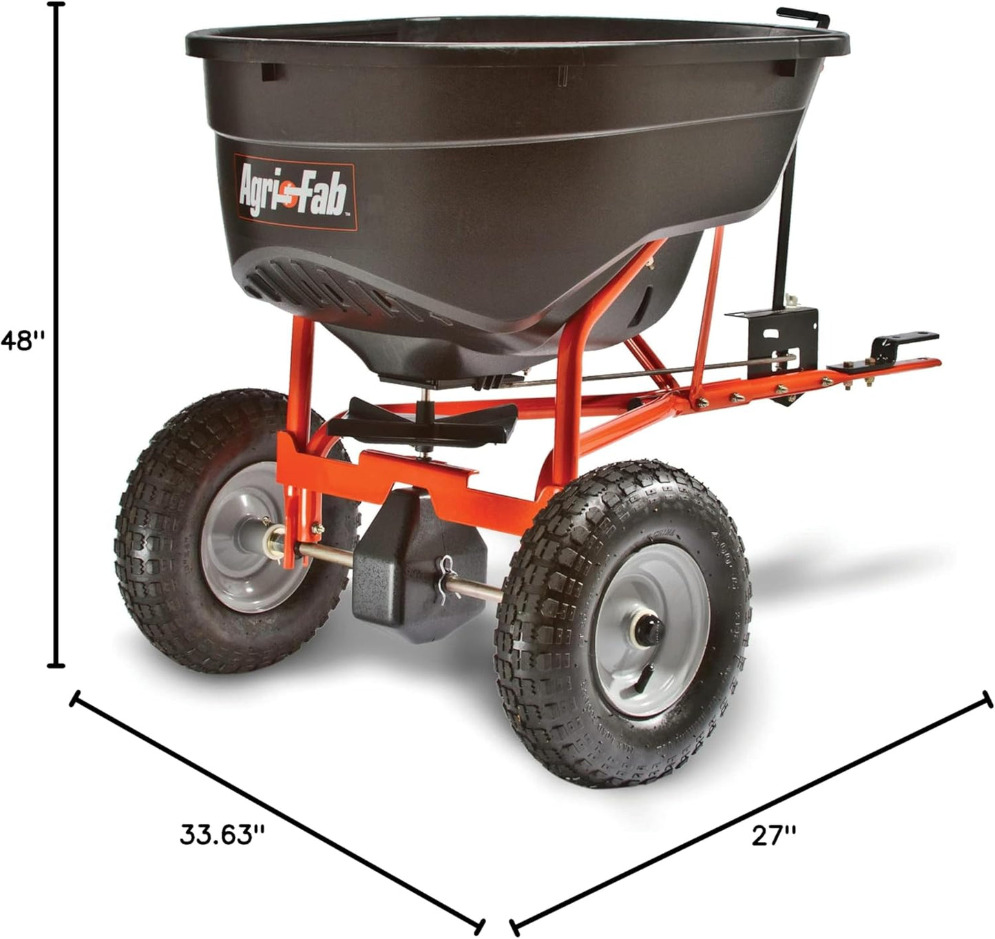 Tow-Behind Lawn & Garden Broadcast Spreader for Seed,Fertilizer,Salt,Ice Melt; Easy to use Flow Control from Seat of Riding Lawn Mower