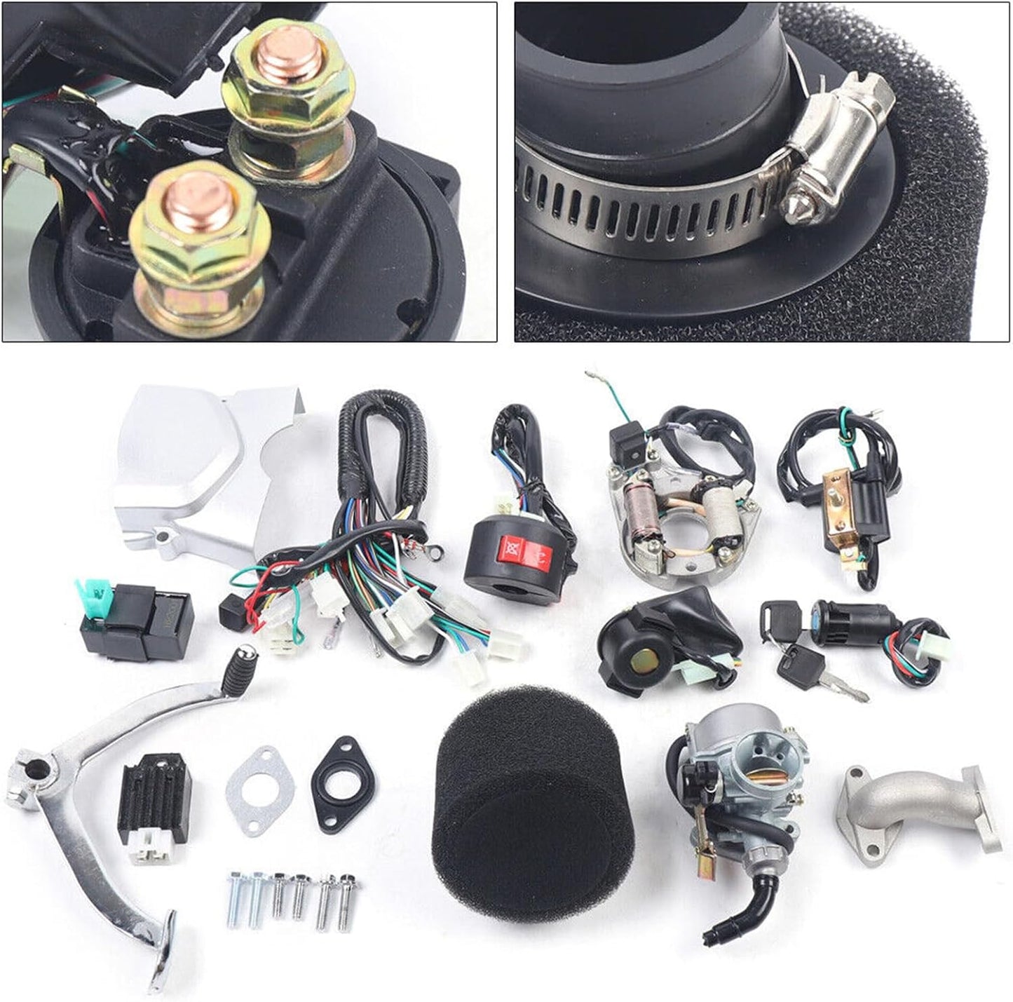 150CC 4 Stroke Engine Motor, Gy6 Single Cylinder Complete Engine Kit for 110cc-150cc Atvs and Go Karts and 11" Long Box Engine Size Scooters High-Flow Oil Pump CVT Carburetor Top Mount