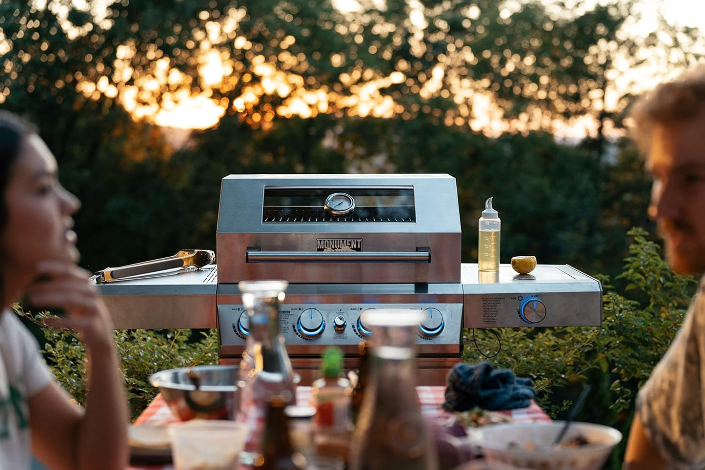 Larger 4-Burner Propane Gas Grills bbq Stainless Steel Heavy-Duty Cabinet Style with Knob Controls Side Burner Mesa 400m