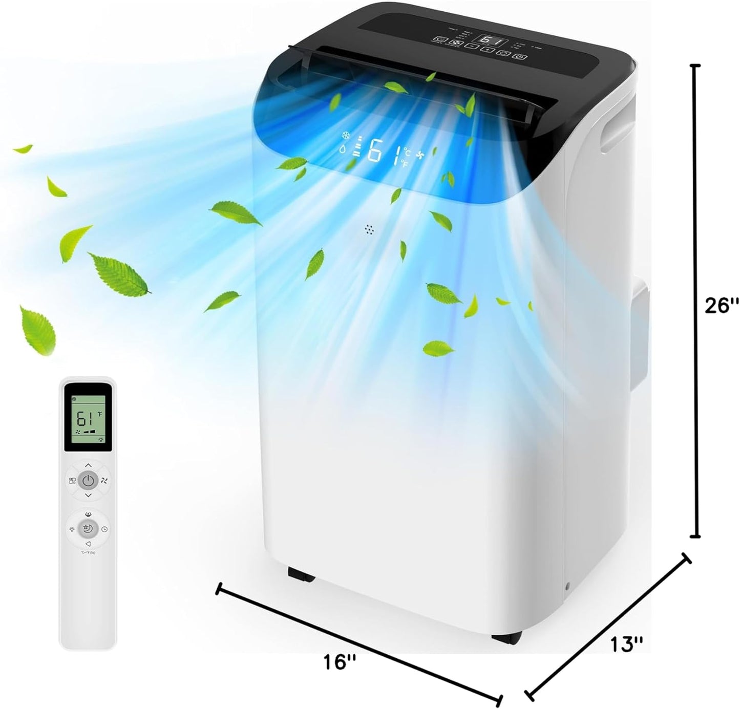 Inverter 16000BTU Portable Air Conditioners with Remote, Free Stand Cooling Portable AC Unit for Room up to 800 sq.ft, with Dehumidifier & Fan, Dual Hose, Quiet Sleep Mode(45dB), Windows Kit
