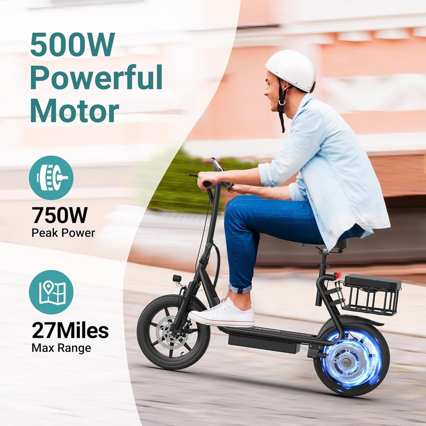 Electric Scooter Adults,Max 19/27/49 Miles Ranges,Top Speed 19/22 mph,350/750W Peak Motor, Folding E-Scooter with Dual Braking Dual Suspension