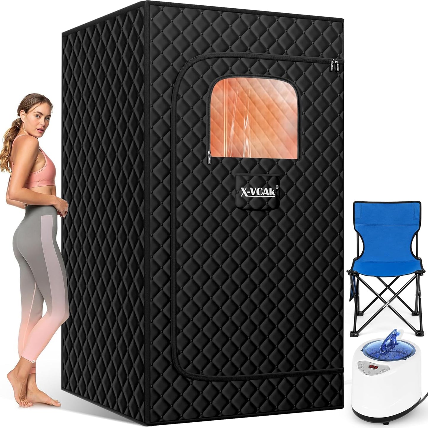 Upgraded Sauna Box for Relaxation, Detoxification, Portable Steam Sauna for Home with Steamer, 9 Levels, 2.6�� x 2.6�� x 5.9��