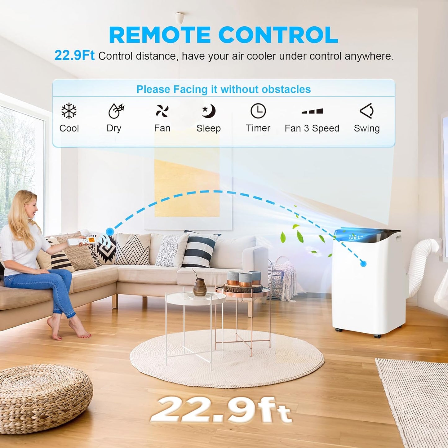 Inverter 16000BTU Portable Air Conditioners with Remote, Free Stand Cooling Portable AC Unit for Room up to 800 sq.ft, with Dehumidifier & Fan, Dual Hose, Quiet Sleep Mode(45dB), Windows Kit