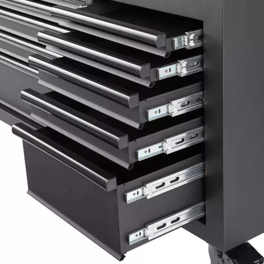 Husky 72 in. 18-Drawer Mobile Workbench with Adjustable-Height Solid Wood Top, Matte Black