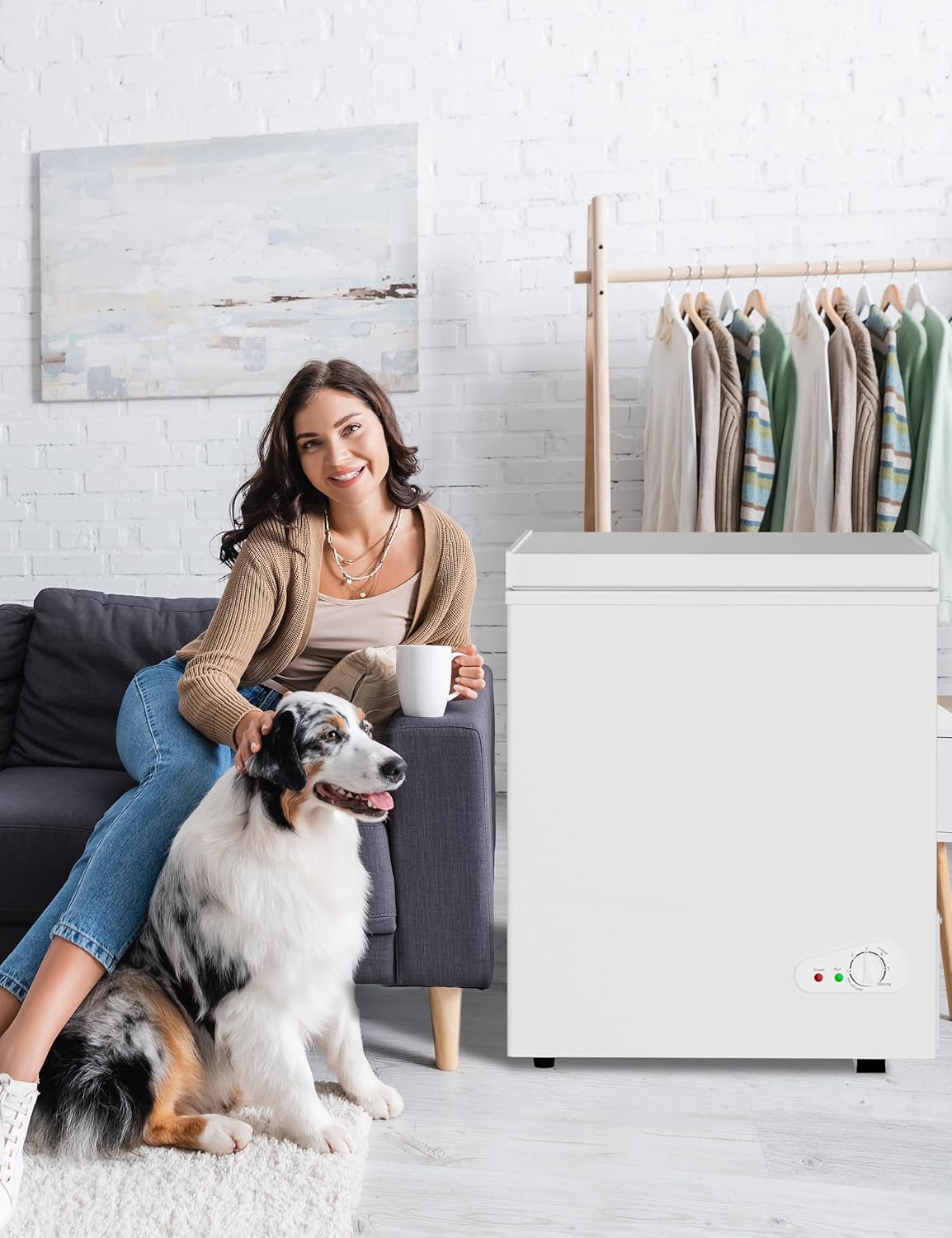 7.0 Cu Ft Chest Freezer - Energy Efficient & Quiet Mini Freezer with Adjustable Thermostat - Compact Deep Freezer for Home, Apartment, and Garage - Removable Basket & Defrost Drain