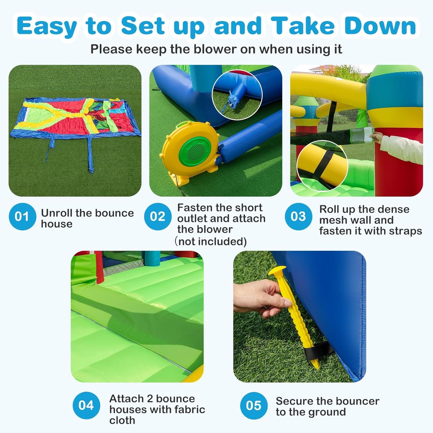 Inflatable Obstacle Course Bounce House, Kids Huge Sectional Bouncy Castle with Dual Slides, Tunnels, Bounce Area, Climbing, Obstacles, Playhouse for Kids Indoor Outdoor Birthday Party Gift