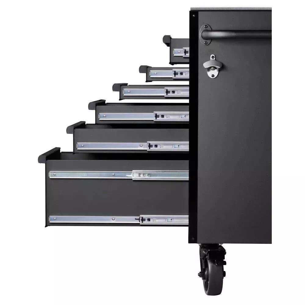 HEAVY-DUTY 72 IN. W 15-DRAWER, DEEP TOOL CHEST MOBILE WORKBENCH IN MATTE BLACK WITH STAINLESS STEEL TOP AND DUAL LOCKS