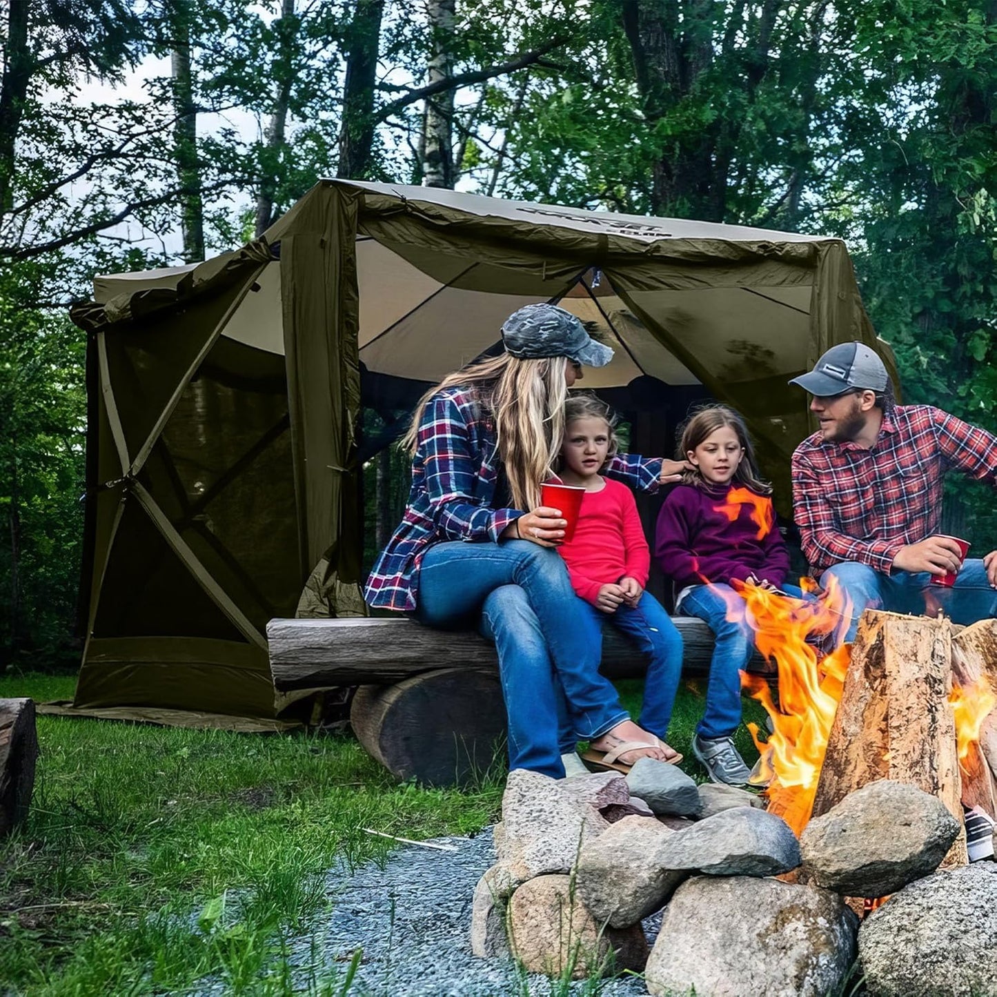 Screen Tent, Outdoor Camping Gazebo Canopy, Escape, 11.5', Brown
