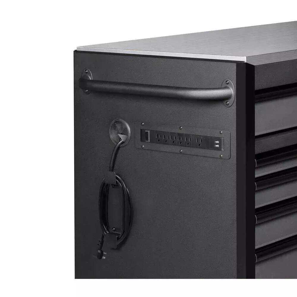 HEAVY-DUTY 72 IN. W 15-DRAWER, DEEP TOOL CHEST MOBILE WORKBENCH IN MATTE BLACK WITH STAINLESS STEEL TOP AND DUAL LOCKS