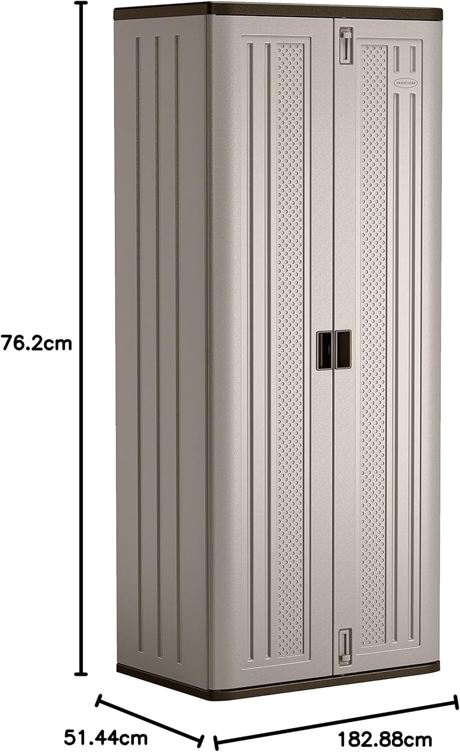 72-Inch Platinum Resin Storage Cabinet with Durable Double-Wall Construction, and Metal-Reinforced Shelves for Basement, Utility Room and Garage Storage, Platinum, Made in the USA