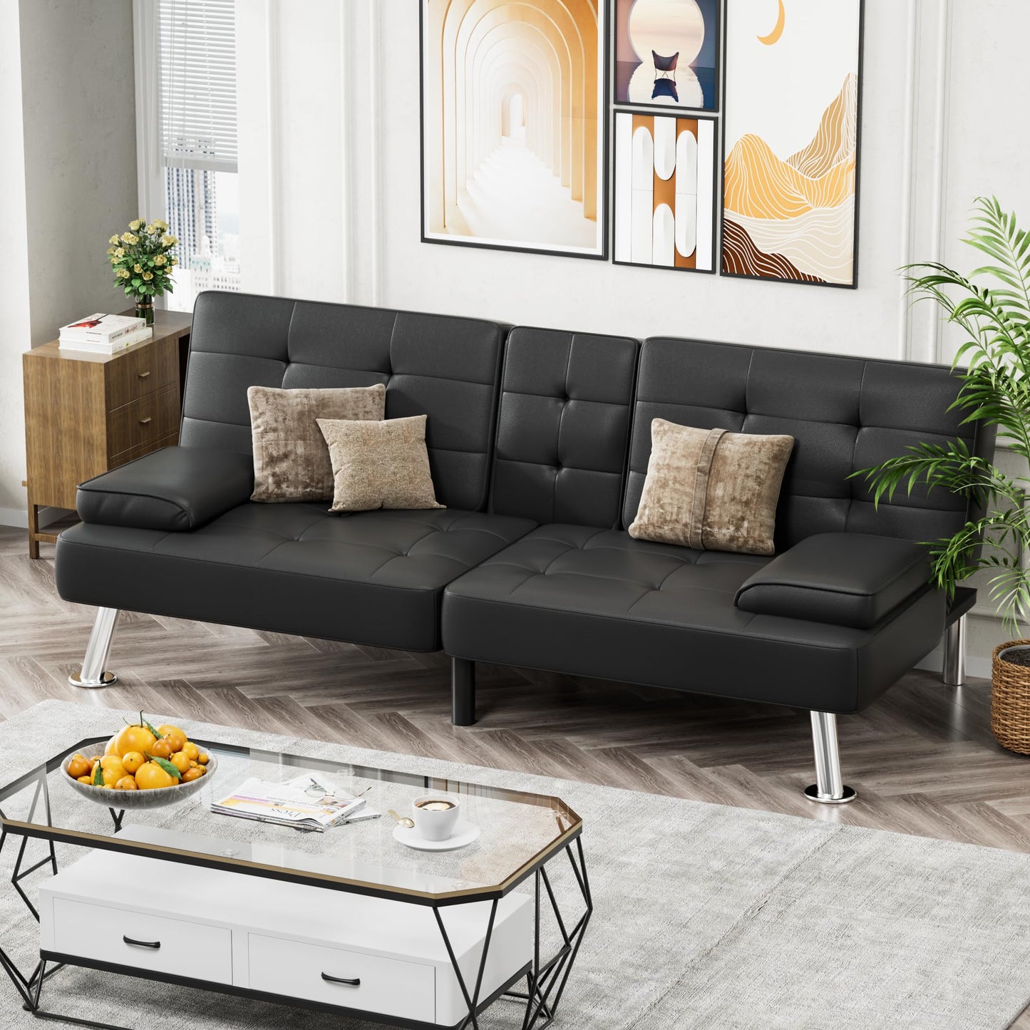 Modern Convertible Folding Futon Sofa Bed