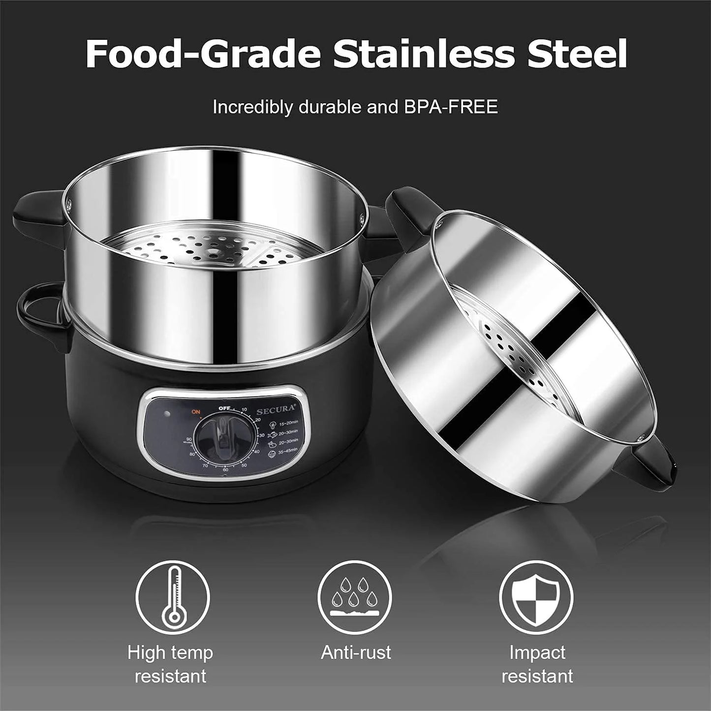 8.5 Qt Electric Stainless Steel Food Steamer