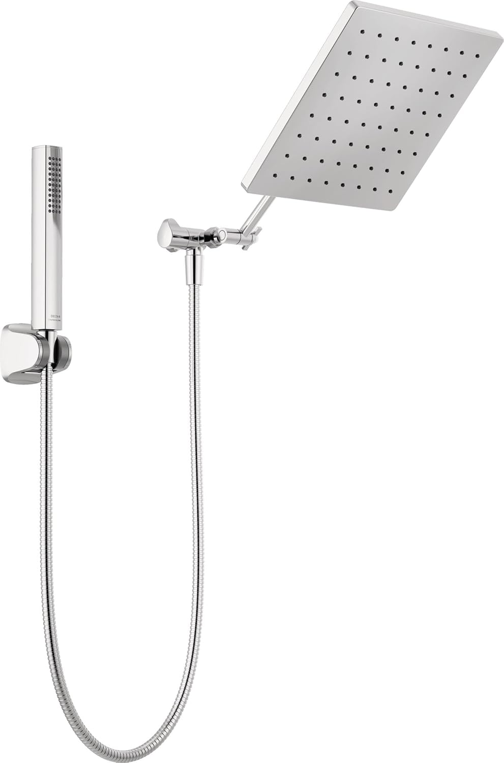 10-inch rain shower head and handheld shower combination, chrome-plated square shower head, rain shower head, handheld shower head, high-pressure shower head, flow rate 1.75 gallons per minute