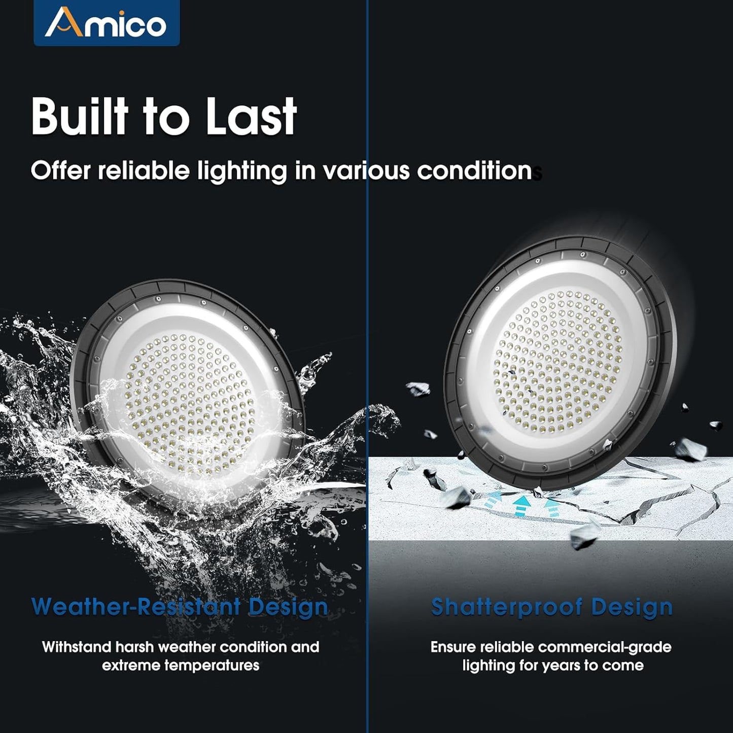 200-watt, 10 sets of UFO lamps, LED ceiling lights, 28,000 lumens, 5000K LED ceiling lights, 5-foot cable, can replace 650-watt metal halide/hot mercury lamps, suitable for gyms, factories, barns and warehouses.