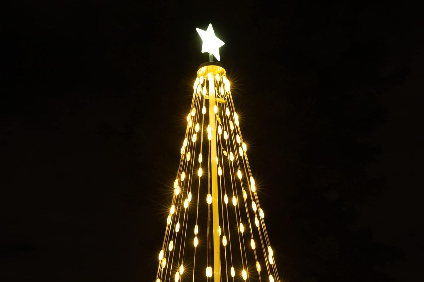 144" 12 ft Outdoor 3X Brighter Version Warm White LED Cone Christmas Tree with Collapsible Base, Wireless Remote