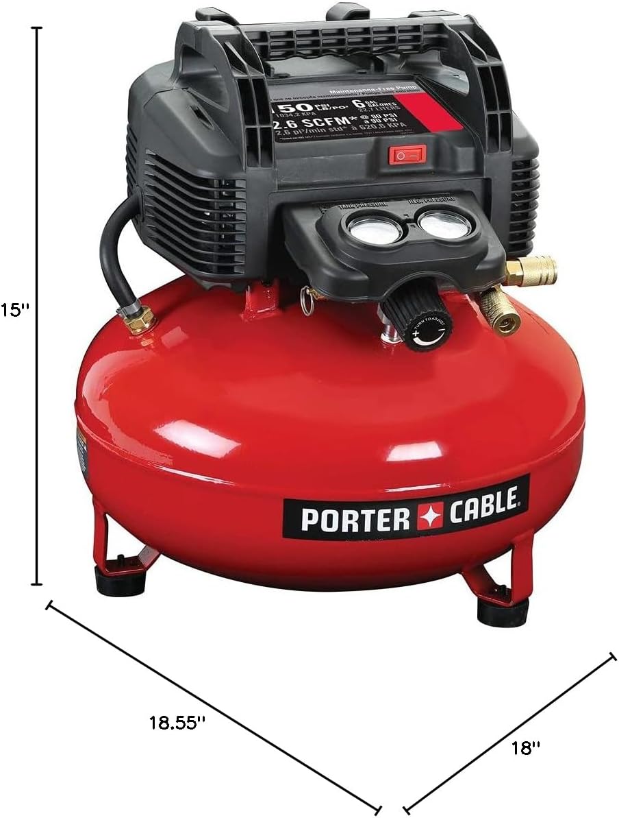 Air Compressor, 6-Gallon, Pancake, Oil-Free (C2002-ECOM)