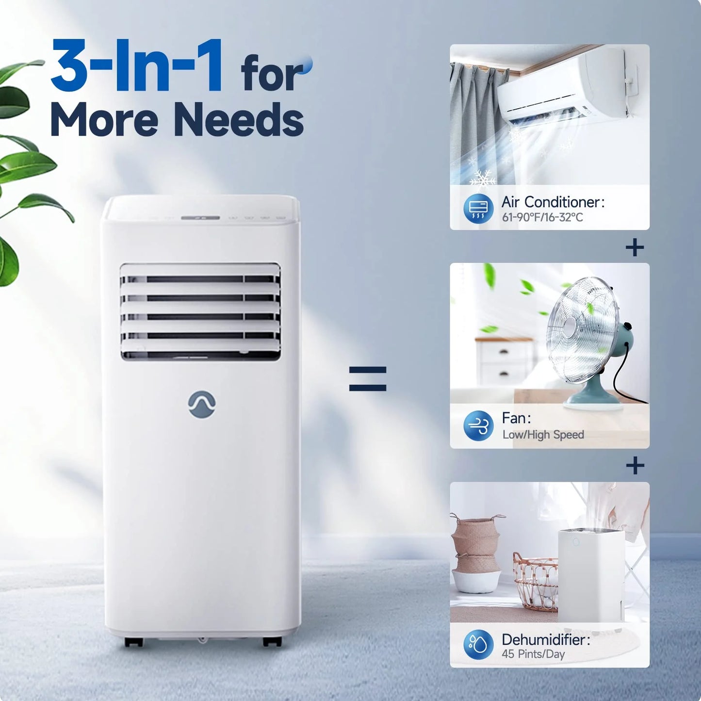 10000 BTU Portable AC for Room up to 450 Sq. Ft