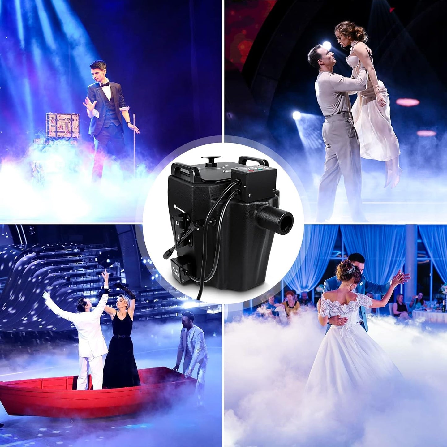 Dry Ice Fog Machine, 3500W Low Lying Fog Machine, Dry Ice Machine with Tube Nozzle High Density Fog Smoke for Wedding Party Events Stage Concert Club Performance DJ (Black)