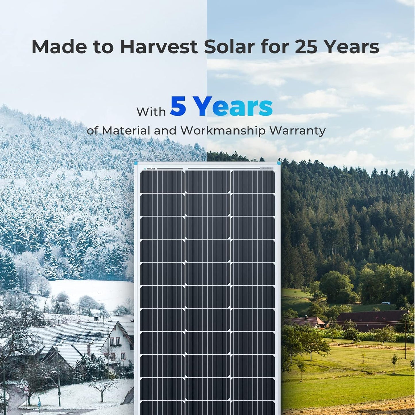 Solar Panel 100 Watt 12 Volt, High-Efficiency Monocrystalline PV Module Power Charger for RV Marine Rooftop Farm Battery and Other Off-Grid Applications, RNG-100D-SS, Single 100W