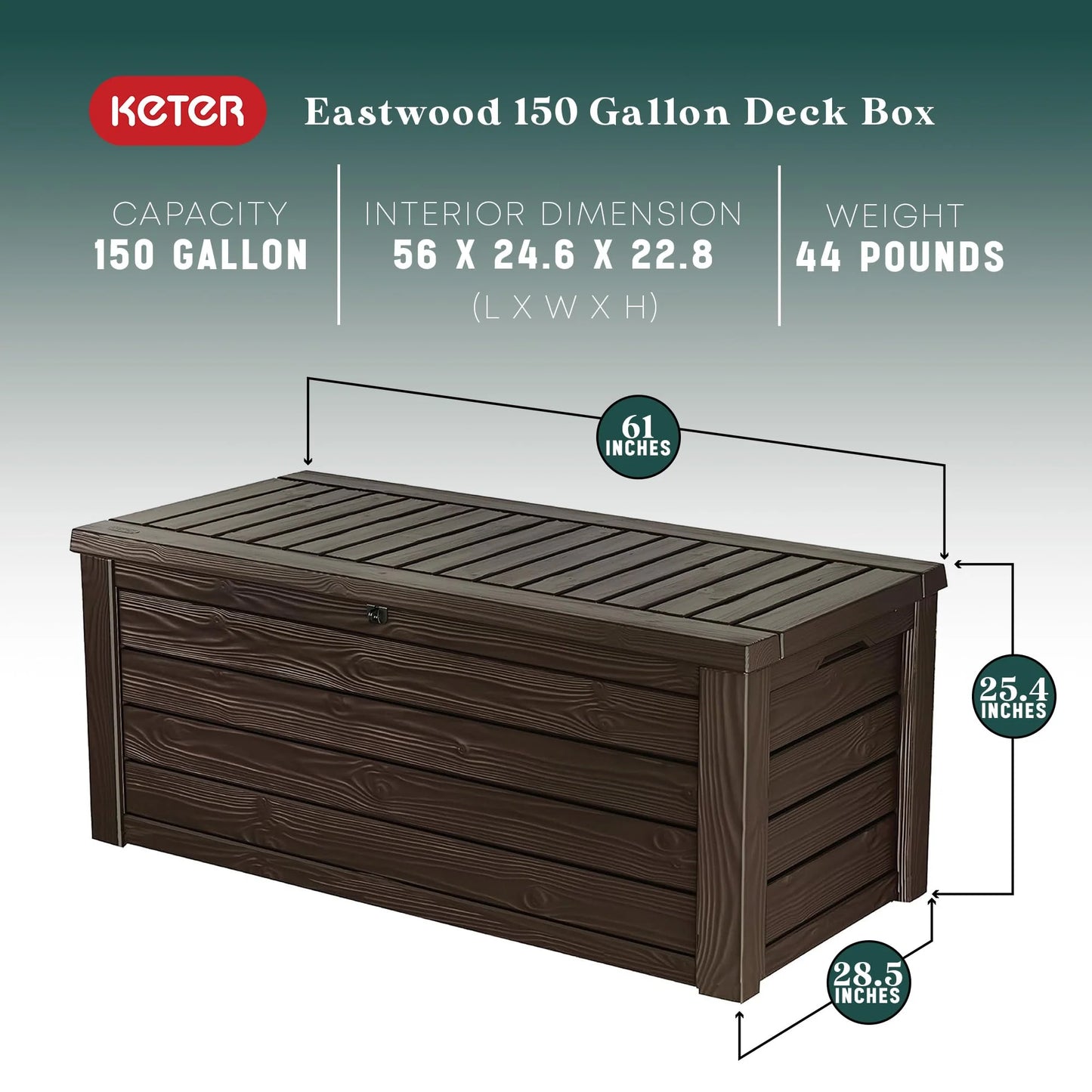 Westwood 150 Gallon Plastic Outdoor Storage Deck Box