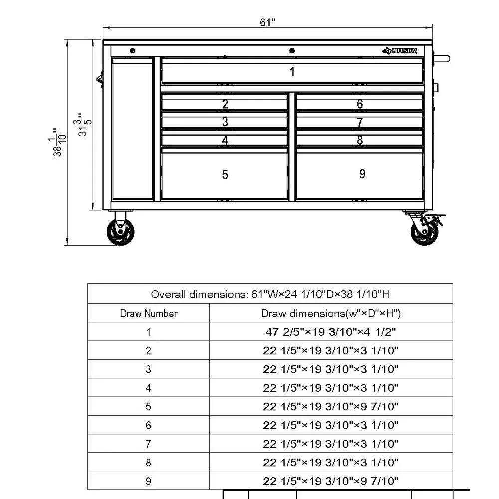 Husky 72 in. x 24 in. D Standard Duty 18-Drawer Mobile Workbench Tool Chest with Solid Wood Top in Stainless Steel