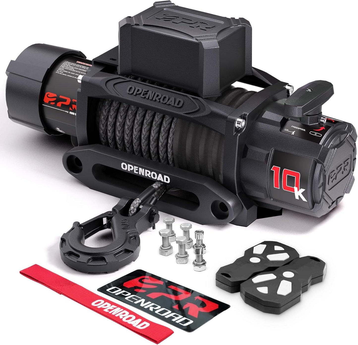 13,500-pound recovery winch, equipped with synthetic rope and 2 wireless remote controllers - IP68 waterproof 12-volt electric winch, suitable for jeeps, sport utility vehicles, trucks and trailers - Zebra Series 3S