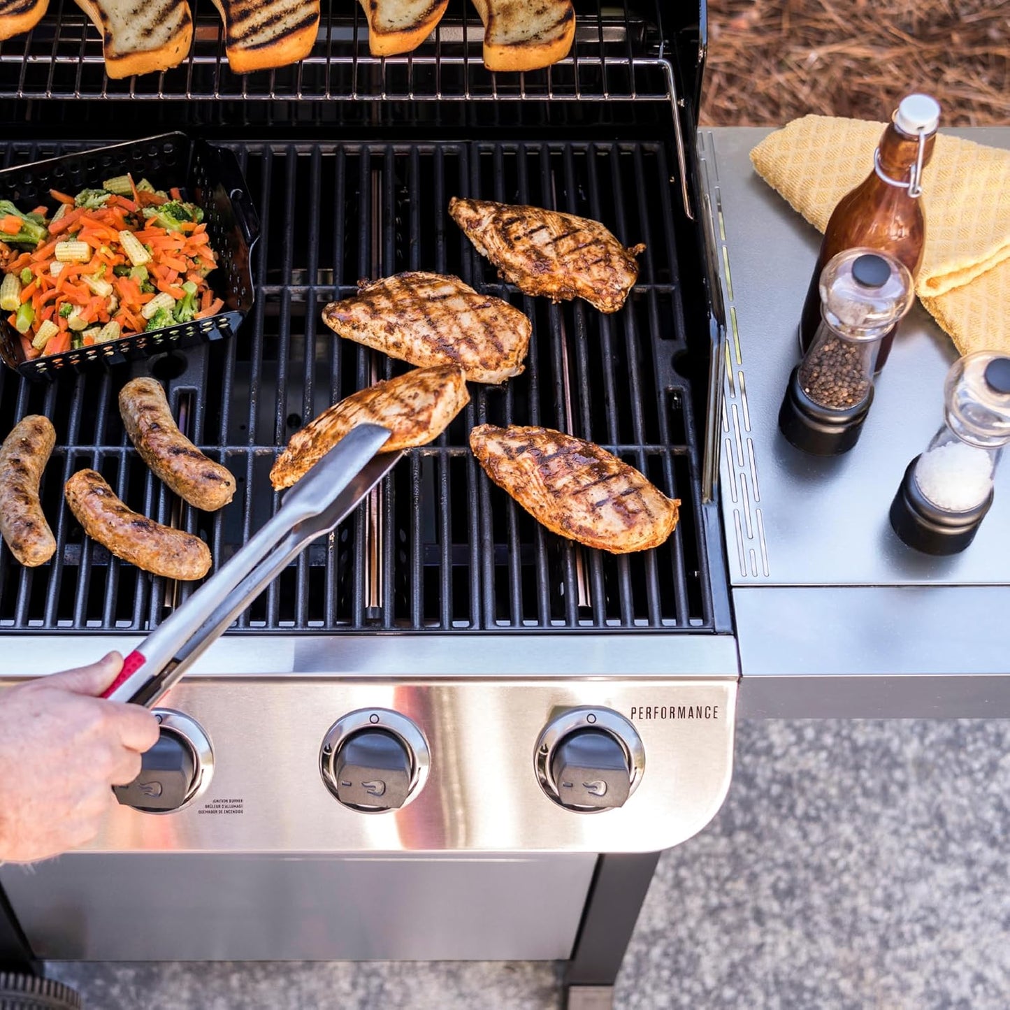 Performance Series Convective 4-Burner with Side Burner Cart Propane Gas Stainless Steel Grill - 463377319