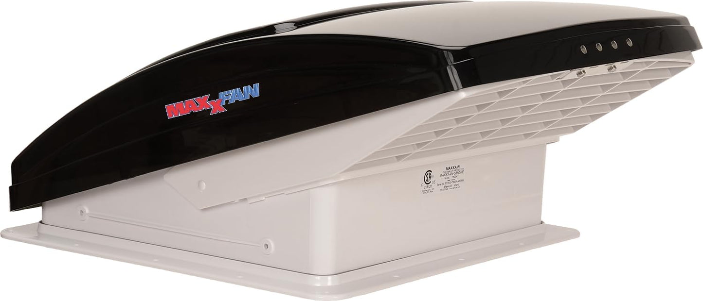 Deluxe Vent, Fan and Vent Cover All in One - Powerful 10-Speed Reversible Fan with Thermostat, Built-in Rain Cover, Remote Control, Intake & Exhaust Fan, Smoke (00-07500K)
