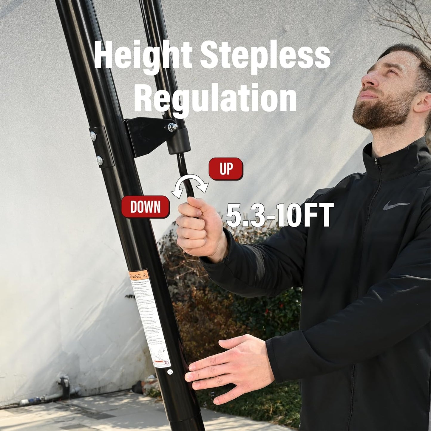 Basketball Hoop 48 Inch Backboard Portable Basketball Hoop Outdoor,5.3-10ft Stepless Regulation Crank Adjust Basketball Goal System