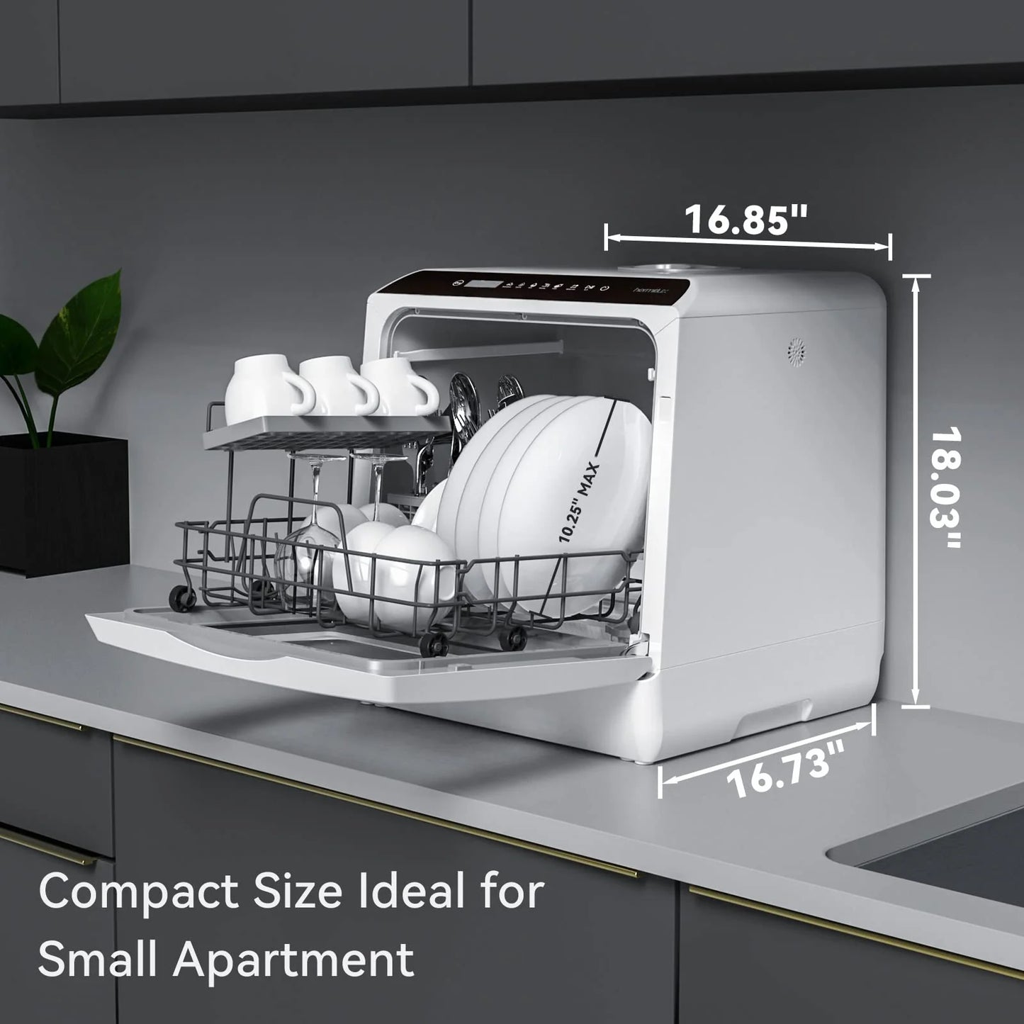 Countertop Dishwasher With 5-Liter Built-in Water Tank
