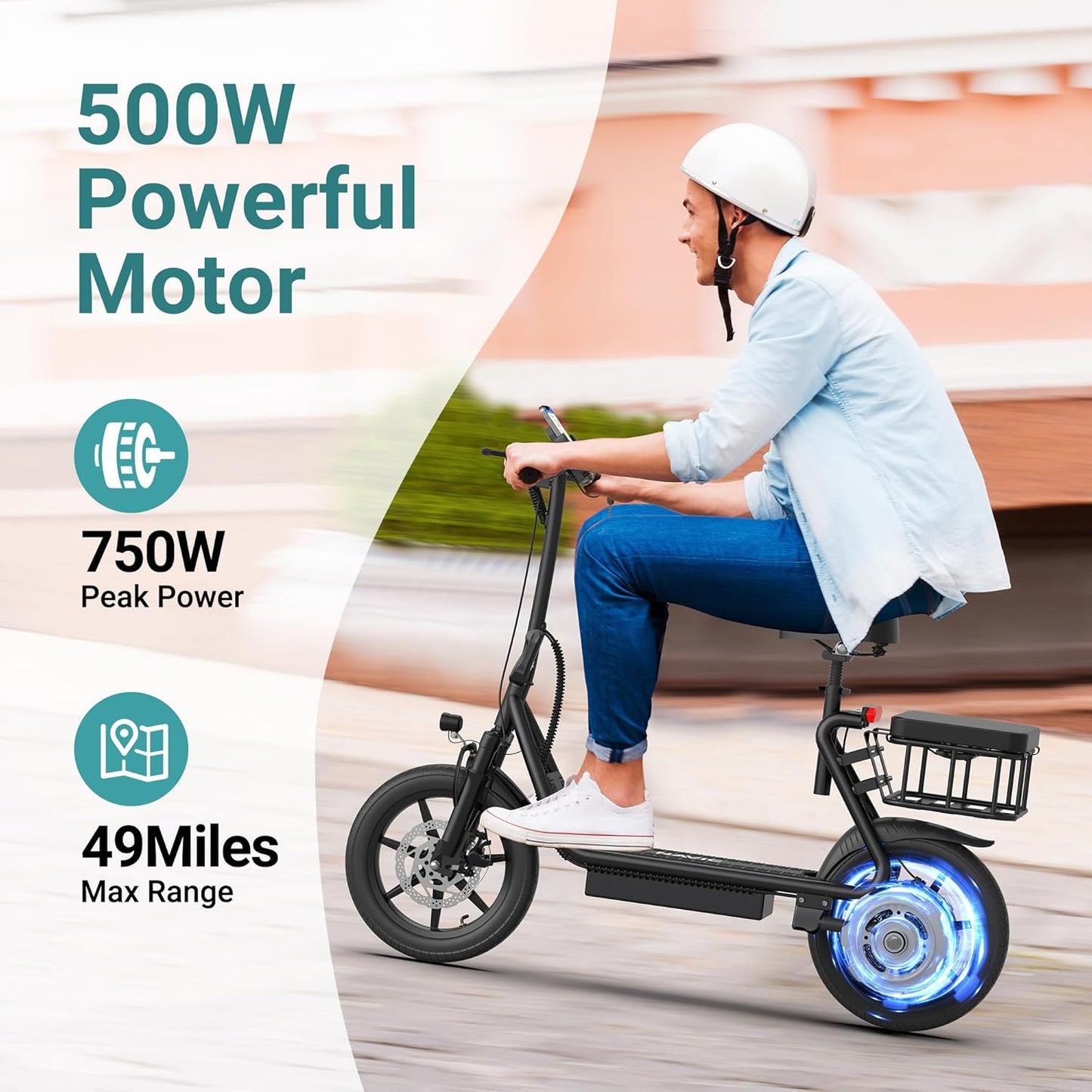 Electric Scooter Adults,Max 19/27/49 Miles Ranges,Top Speed 19/22 mph,350/750W Peak Motor, Folding E-Scooter with Dual Braking Dual Suspension