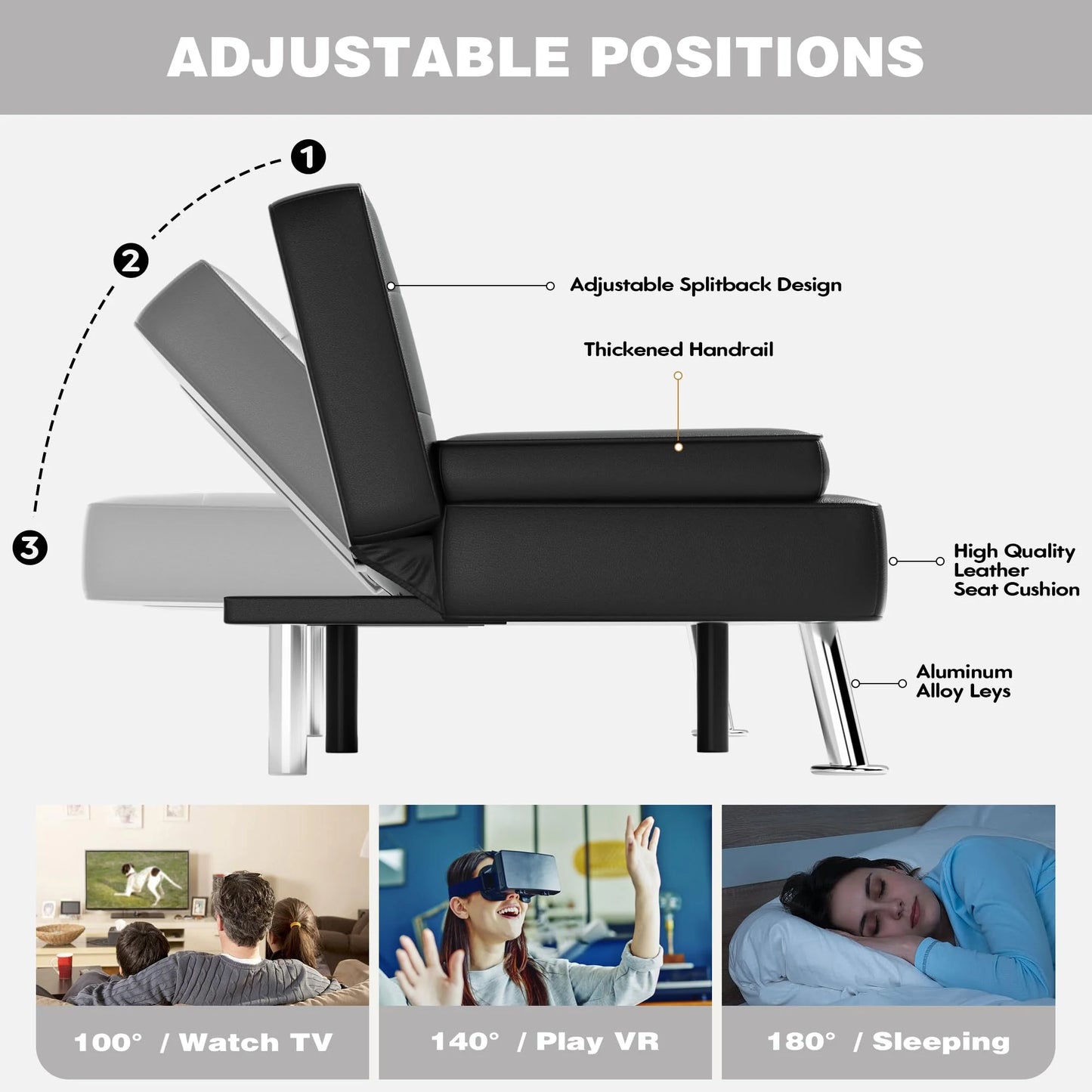 Modern Convertible Folding Futon Sofa Bed